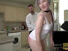 Anal, Sucer une bite, Tir de sperme, Bâillonner, Petite femme, Chatte, Claque, Adolescente