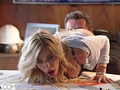 デカパイ, ブロンド, フェラチオ, 顔射, なめる, 下着, オッパイの