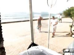 Nana, Plage, Blonde, Nue  à poil, De plein air, Public, Maigrichonne, Adolescente