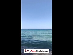 Anna Polina fucks black guy on beach - Brunette public sex