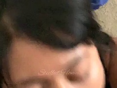 Sloppy deepthroat Asian interracial