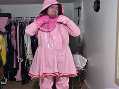 緊縛, ボンデージ, フェティッシュ, ゴム, オナニー, シーメール, 一人, バイブレーター
