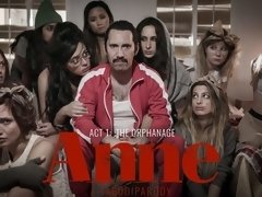 Anaal, Kont, Pijpbeurt, Hondjeshouding, Natuurlijke tieten, Roodharige vrouw, Geschoren, Tieten likken