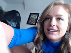 Grosse titten, Blondine, Blasen, Dildo, Hausfrau