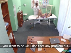 Mamada, Pareja, Médico, Lesbiana, Lamidas, Coño, Uniforme, Voyeur