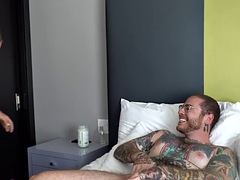 Strapon femdom babe fucks her boyfriends ass in hotel room