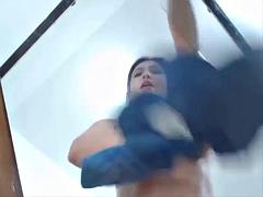 MASTURBATING OVER A GLASS TABLE