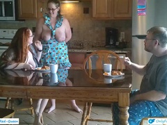 Enthousiasteling, Amerikaans, Hd, Keuken, Vrijster, Slaaf, Trio, Vrouw