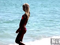 Uma Jolie's POV sex tape: Pounded blonde teen gets a big cock to suck and fuck in bikini
