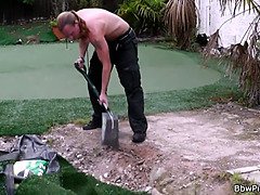 Guy pleases plump blonde neighbor