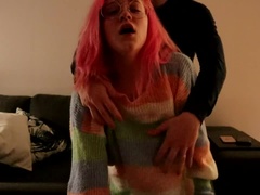 素人, デカパイ, カップル, イく瞬間, 眼鏡, オーガズム, 靴下, スウェーデン人