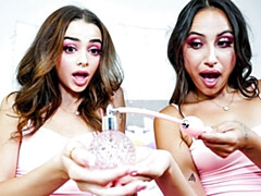 Lola Aiko and Nikki Nicole's double blowjob clip by Step Siblings