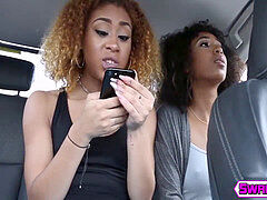 adorable black gals Kendall and Riley like to be fucked hard