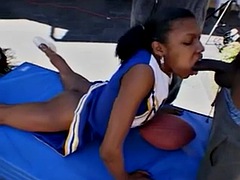 Anaal, Grote lul, Pompom meid, Dubbele penetratie, Zwart, Groepseks, Hardcore, Tieten likken