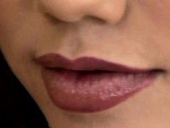 A beautiful brunette babe blows hard cock and gets her