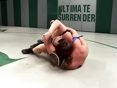 Horny babes wrestle and fuck hard