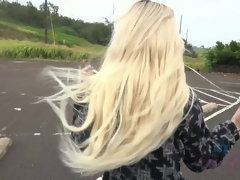 Bad, Blondine, Freundin, Küche, Öffentlich, Muschi, Rasiert, Titten