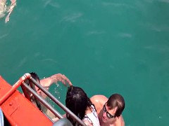 素人, アジア人, ビーチ, 公共, ロシア人