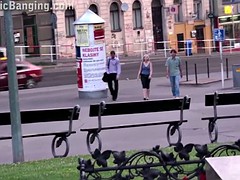 Pretty teen girl PUBLIC gangbang in front of a famous statue