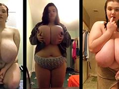 Fat babes with Huge Natural Tits in amateur compilation: Big Tits, Brunette  Masturbation Porn