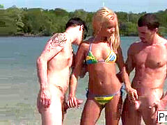 フェラチオ, イく瞬間, ヨーロピアン, 裸, オマンコ, 三人