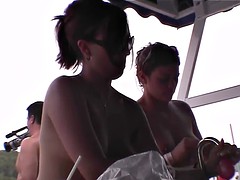 素人, 大学生, はじめて, 露出狂, 彼女, グループ, ティーン