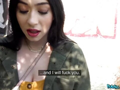 Curvaceous brunette with massive ass fucks for money