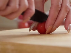 Britannique, Plantureuse, Robe, Cuisine, Lingerie, Chatte, Solo, Suçant