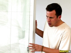 アメリカ人, 黒人, フェラチオ, 浮気者, 開帳, オマンコ, シャワー, 濡れ