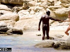 Playa, Mamada, Polla, Interracial, Lamidas, Al aire libre, Coño, Tetas