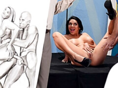 デカパイ, フェラチオ, 茶髪の, バック, 手コキする, ヒール