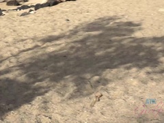 Amateur, Asiatique, Bikini, Papa, Doigter, Petite amie, De plein air, Public