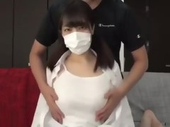 Asiatique, Couple, Doigter, Japonaise, Adolescente, Nénés