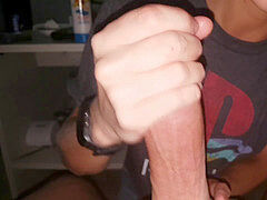 Grote lul, Pijpbeurt, Sperma in mond, Sperma shot, Verlegen, Tiener