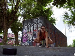 Amateur, Americano, Tetas grandes, Mamada, Pajear, Latina, Al aire libre, Público