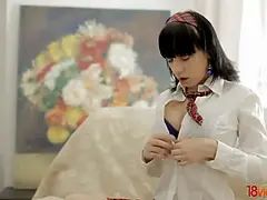 18, アナル, 女, オナニー, ヌード, オージー, パーティ, 女子高生