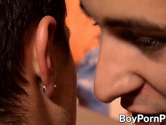 Handsome gay analfucked by two younger men and facialized