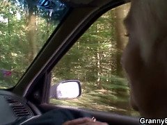 He picking up hitchhiking old granny for play