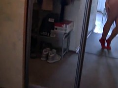 cute busty teen records herself in the bathroom