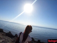 Public beach Asian GF bj and nail