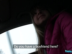 Leie, Blasen, Auto, Süss, Hundestellung, Im freien, Pov, Öffentlich