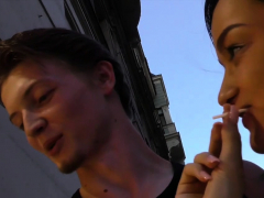 HUNT4K. Pretty brunette fucked by stranger to earn cash...