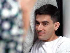 Horny Spanish dude fucks two slutty MILFs in the bathroom