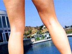 お尻, ビキニ, ブロンド, ヒール, 母, プール, 一人, いじめ