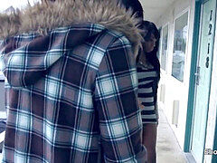 four first-timer dark-hued gals go porn casting