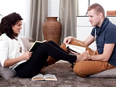 お尻, デカチン, フェラチオ, 茶髪の, バック, 自然山雀, ショートヘア, ガリガリ