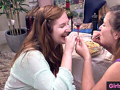 fur covered lesbo Darcy makes out with huge-boobed Christina