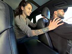 Compact Carnal Connection: Skinny Couples Intimate Car Coitus