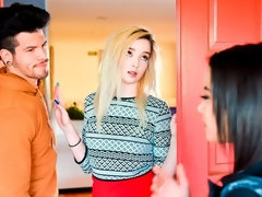 黒人, フェラチオ, 茶髪の, バック, 手コキする, 異人種間, ティーン, オッパイの