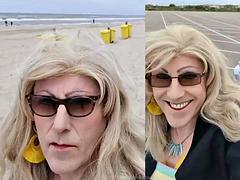Leie, Strand, Crossdresser, Niederländisch, Latina, Im freien, Öffentlich, Transfrau